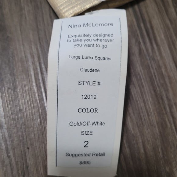 NINA MCLEMORE Jacket Metallic Blazer Size 2 Gold Shimmer Holiday NWT Made In USA - Picture 6 of 9